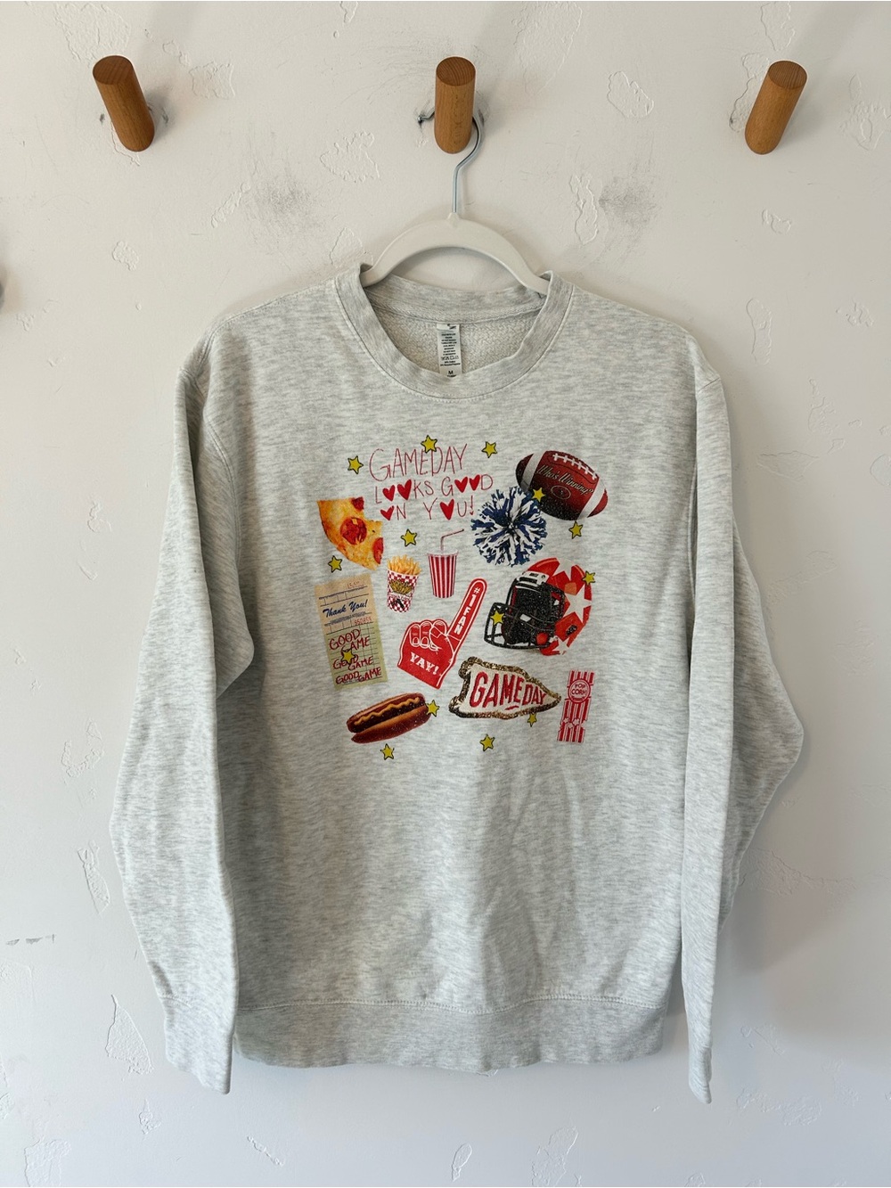 Game Day Boutique Women’s Football Graphic Crewneck Sweatshirt Sz Med Gray Fall